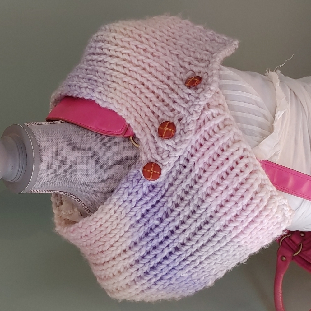 Pastel Scarf Shrug Handmade with Wooden Buttons